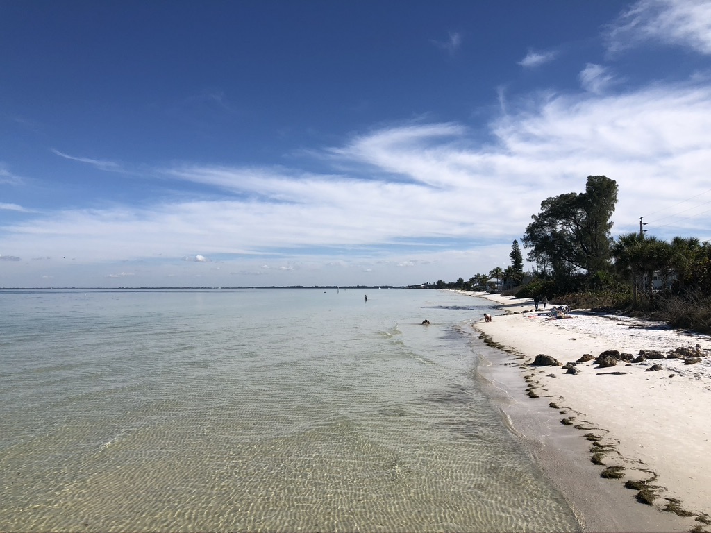 Beach located next to the Anna Maria City Pier