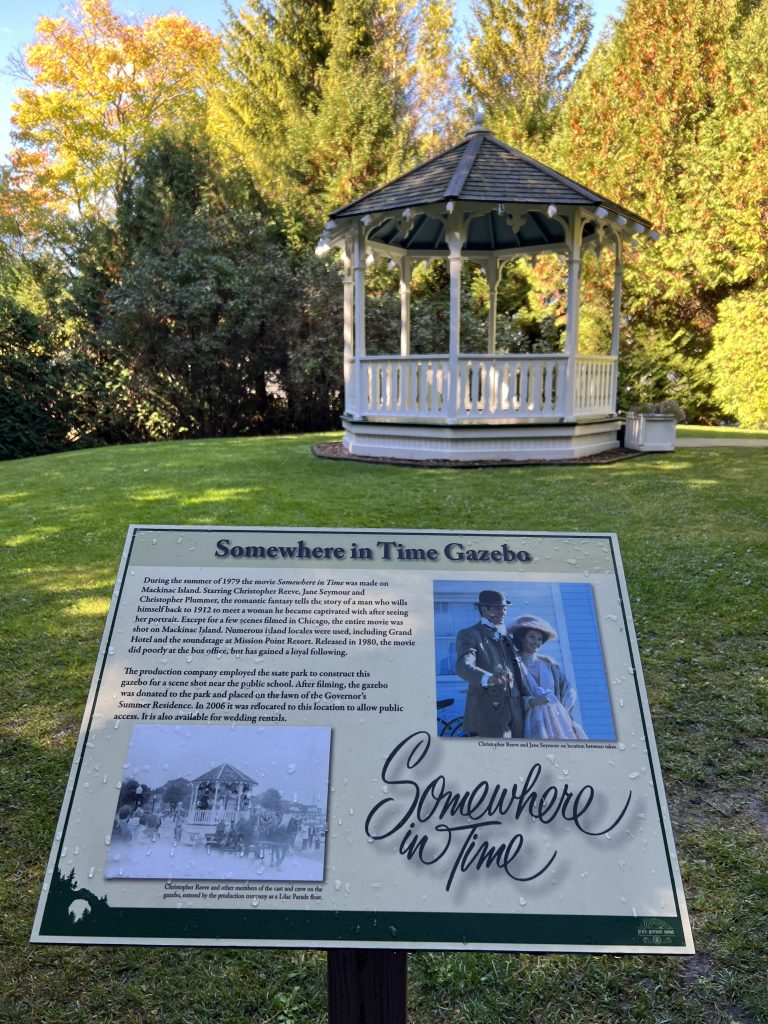 Somewhere In Time Movie Locations - Gazebo with informational sign 