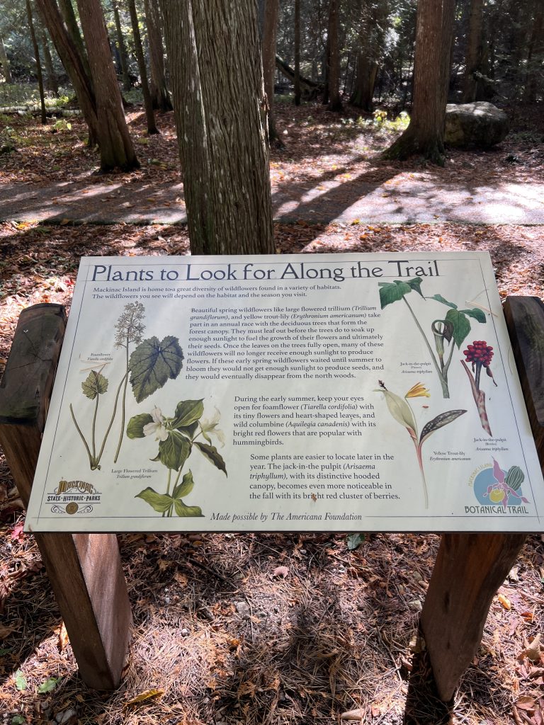 Botanical Trail signage on Mackinac Island MI