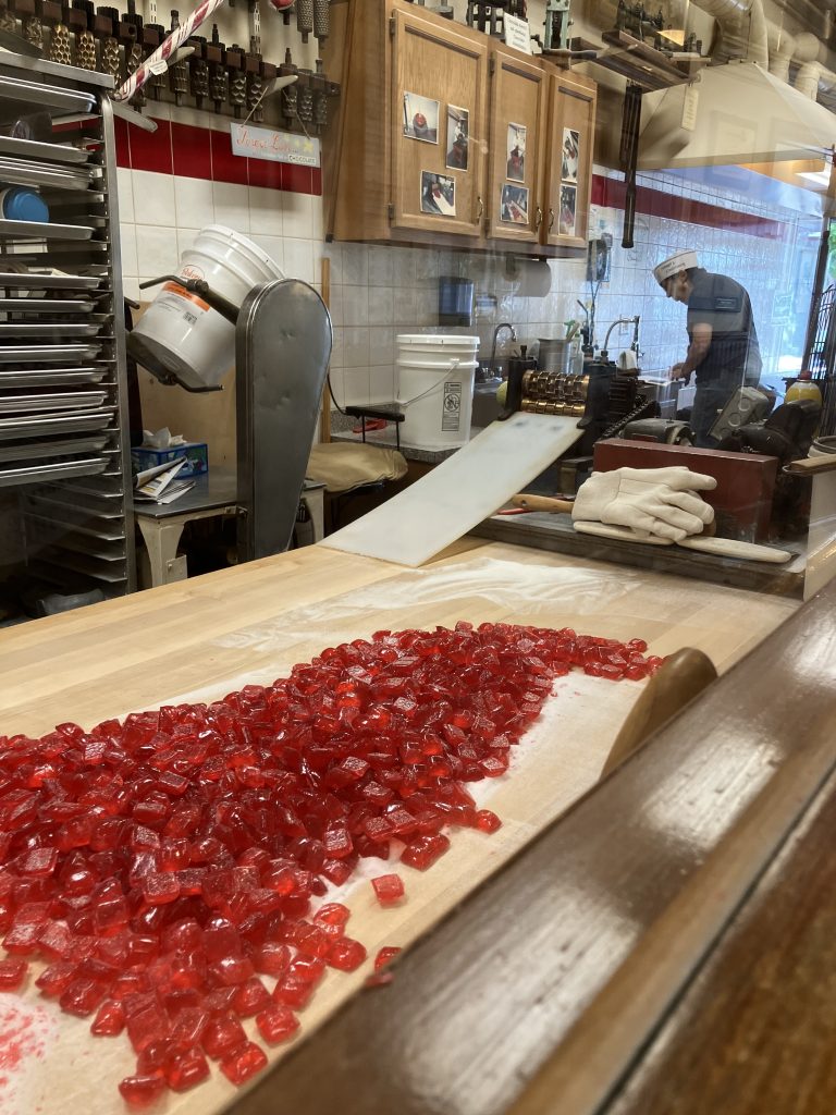 Candy making demonstration at Schimpff's Candies, Jeffersonville, IN