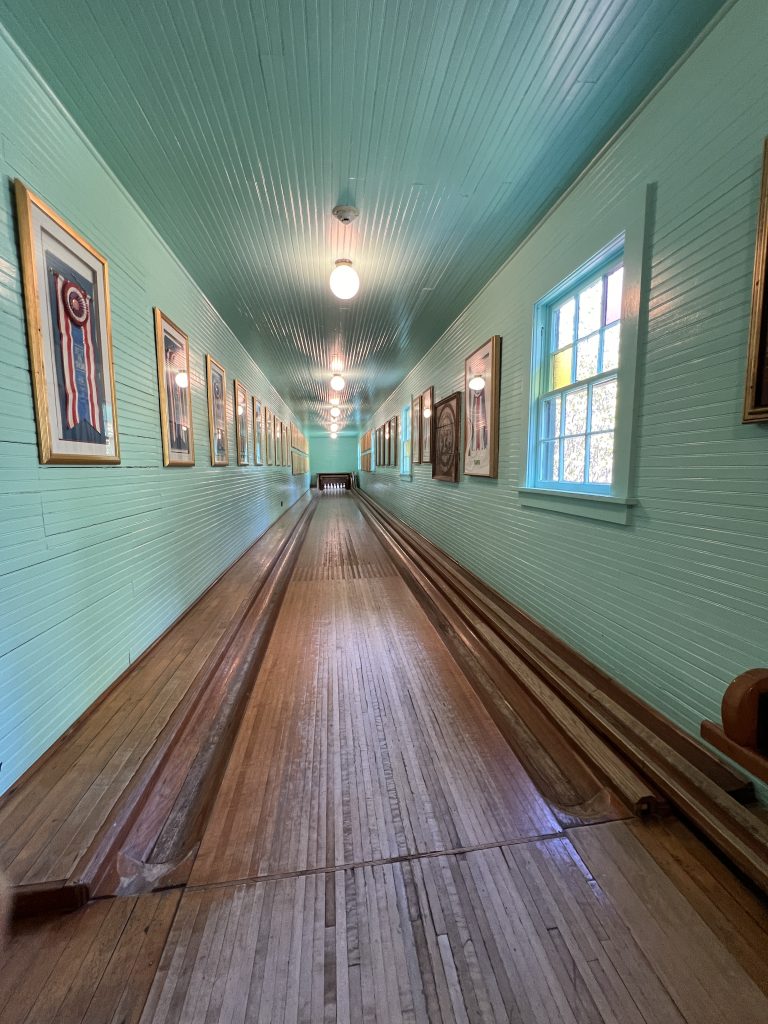 Duck pin bowling alley, Woods Restaurant, Mackinac Island MI