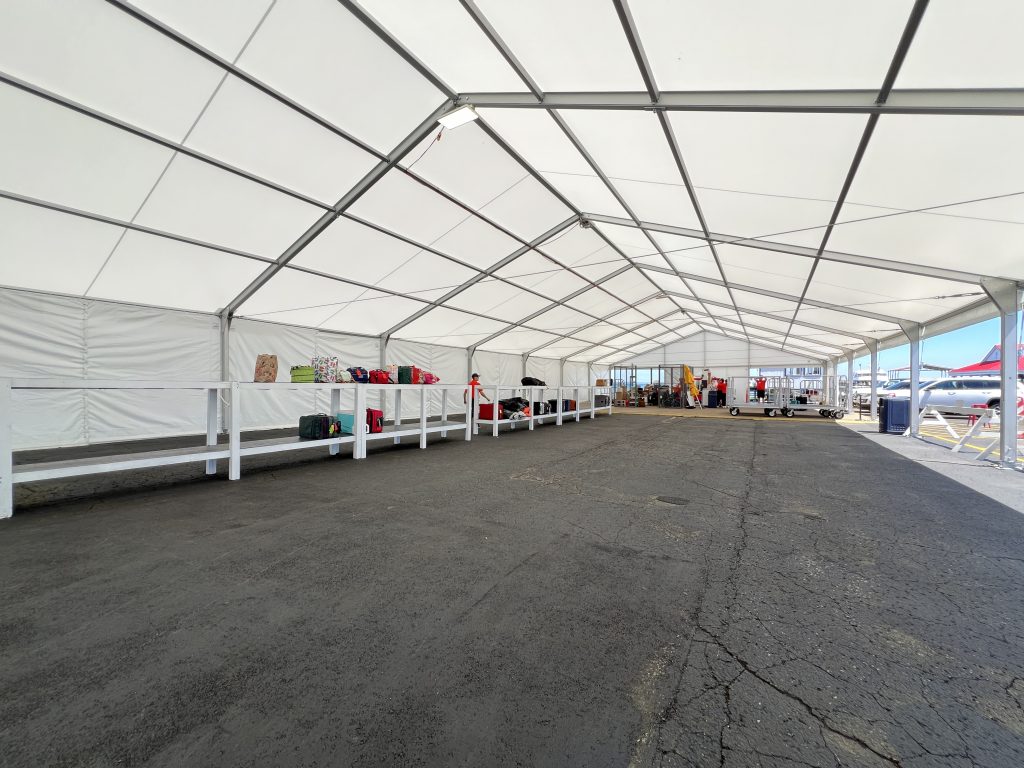 Luggage Tent at Mackinac Island Ferry Company, Mackinaw City, MI. 