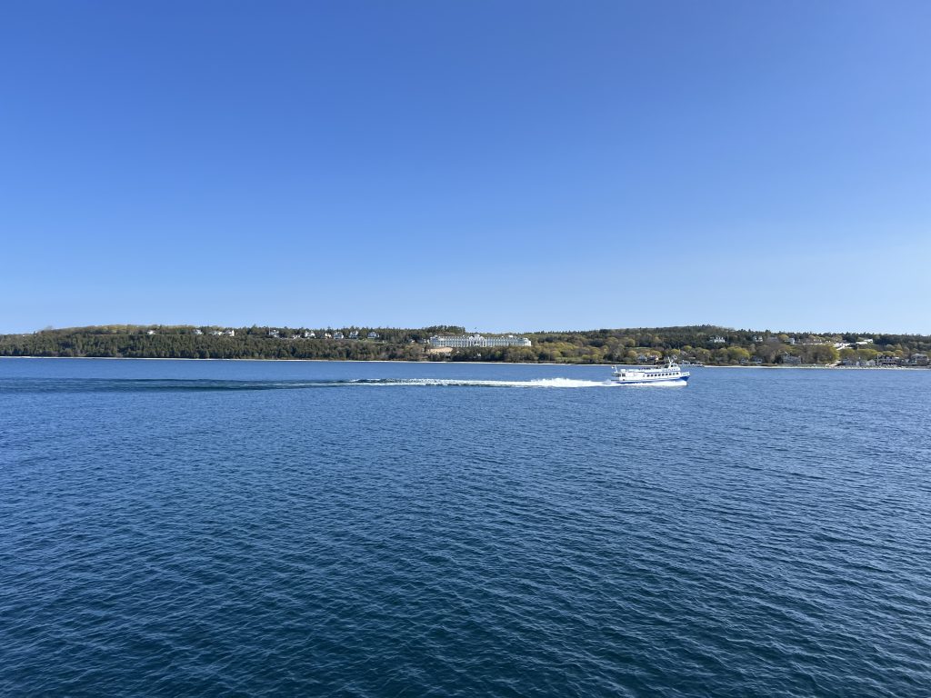 Shepler's Mackinac Island Ferry in front of the Grand Hotel