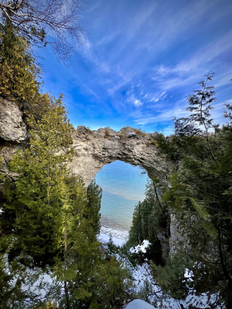 Arch Rock, Mackinac Island, in the winter 