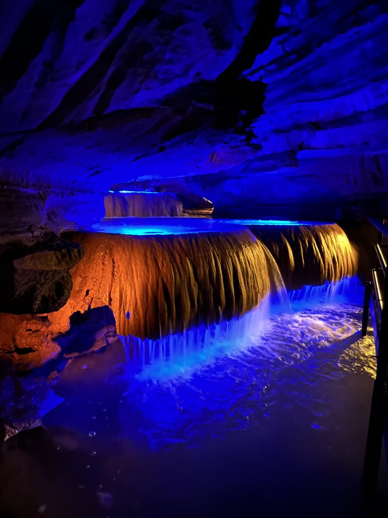 Underground Waterfall at Squire Boone Caverns 