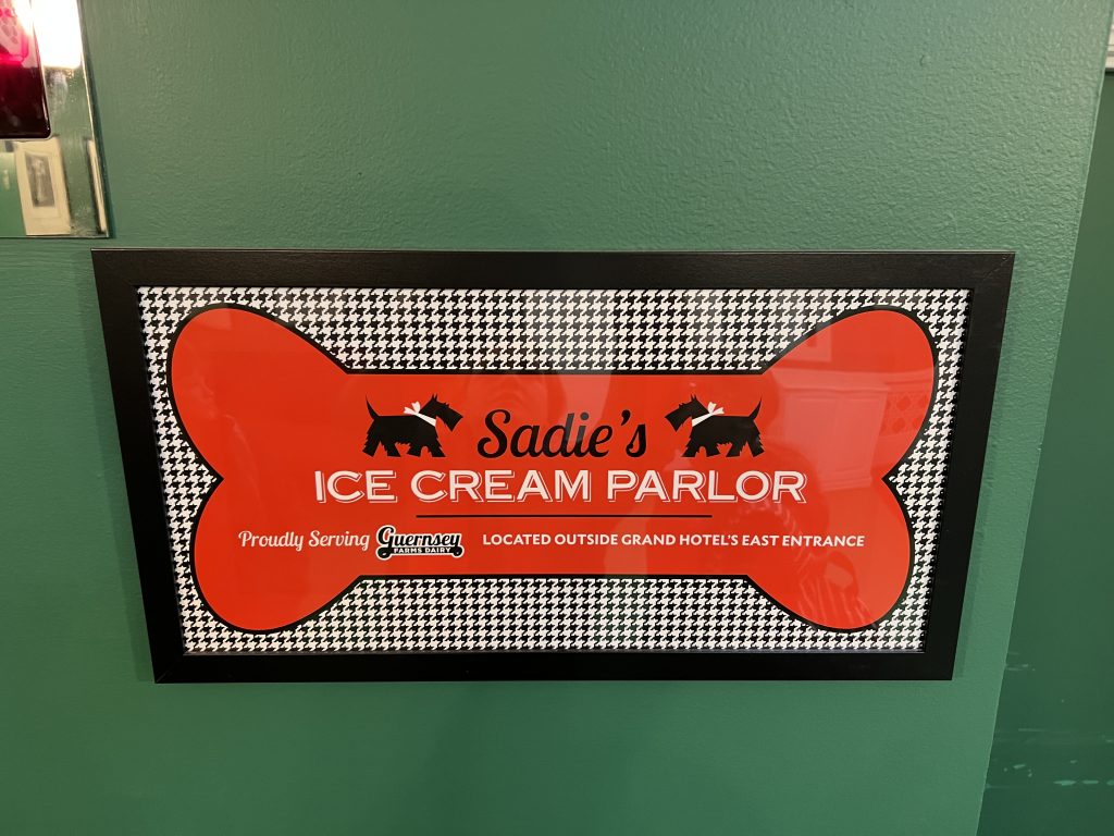 Sadie's Ice Cream Parlor Sign at Grand Hotel 