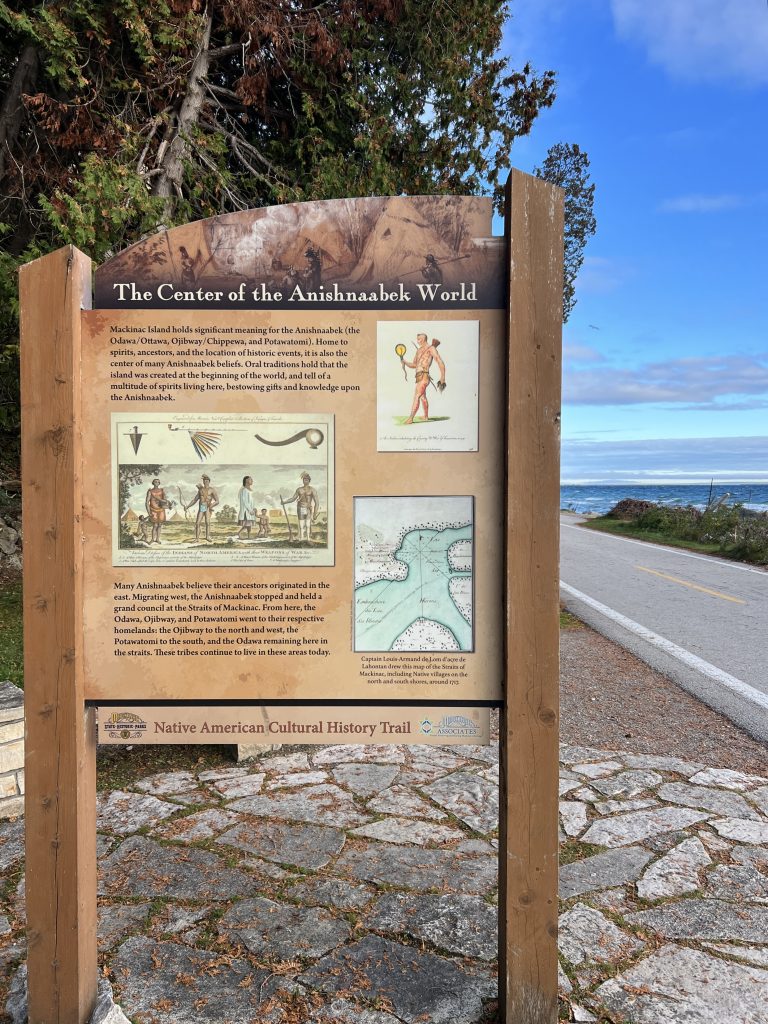 Native American Cultural History Trail Sign on Mackinac Island